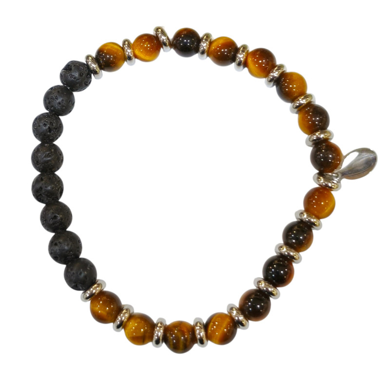 Bracelet Œil de Tigre Pierre de Lave Gamme Bien-Être Motivation