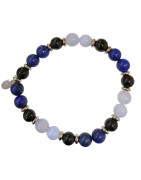 Bracelet Calcédoine Lapis-Lazuli Tourmaline Noire Gamme Bien-Être Gardien Mental