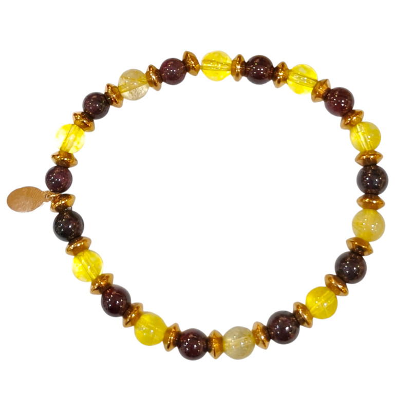 Bracelet Citrine Grenat Gamme Bien-Être Power Boost