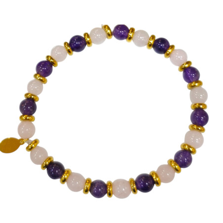 Bracelet Améthyste Quartz Rose Gamme Bien-Être Bonne Nuit