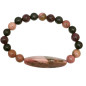 Bracelet Rhodochrosite Shungite Lépidolite Pierres Rondes 8mm et Plaque