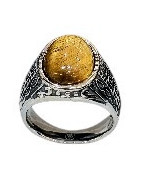 Bague Œil de tigre Acier inox Taille 62 (s)