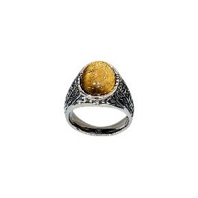 Bague Œil de tigre Acier inox Taille 62 (s)