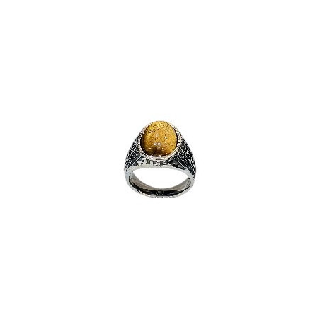 Bague Œil de tigre Acier inox Taille 62 (s)