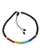 Bracelet Onyx 7 Chakras Cheville / Poignet Cordon réglable