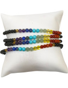 Bracelet Onyx 7 Chakras Cheville / Poignet Cordon réglable