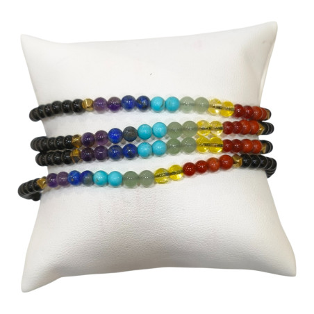 Bracelet Onyx 7 Chakras Cheville / Poignet Cordon réglable