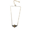 Pendentif Unakite & Onyx sur Chaîne Dorée Réglable