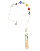 Pendule Pierre du Soleil Pointe et Bille Cristal de Roche 7 Chakras