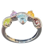 Bague Topaze Bleue Améthyste Citrine Grenat Péridot  Argent 925