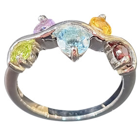 Bague Topaze Bleue Améthyste Citrine Grenat Péridot  Argent 925