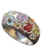 Bague Améthyste Topaze Grenat Péridot Citrine Taille 54