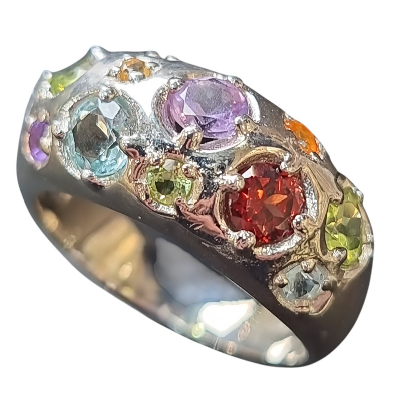 Bague Améthyste Topaze Grenat Péridot Citrine Taille 54