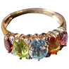 Bague Topaze bleue Citrine Péridot Améthyste et Grenat Or 18 Carats Taille 63 (s)