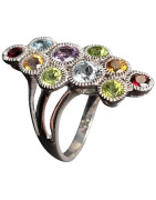 Bague Améthyste Topaze bleue Péridot Citrine Grenat (s)