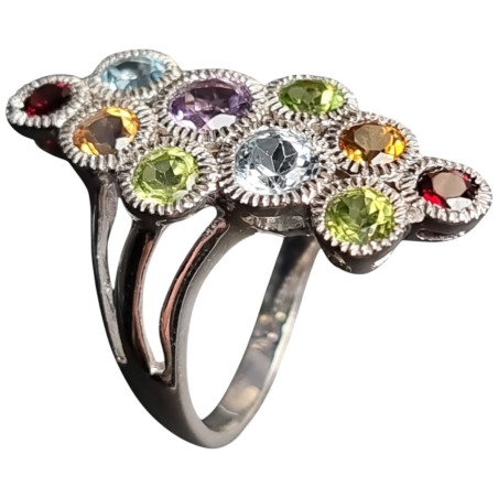 Bague Améthyste Topaze bleue Péridot Citrine Grenat (s)