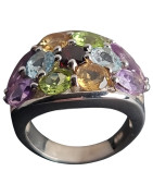 Bague Améthyste Topaze bleue Péridot Citrine Grenat Taille 53