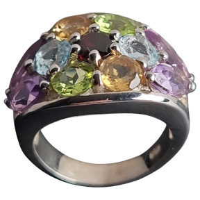 Bague Améthyste Topaze bleue Péridot Citrine Grenat Taille 53