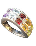 Bague Péridot Citrine Grenat Topaze bleue Améthyste Argent 925 (s)