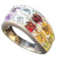Bague Péridot Citrine Grenat Topaze bleue Améthyste Argent 925 (s)