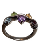 Bague Péridot Citrine Grenat Topaze bleue Améthyste Argent 925 Taille 58
