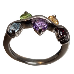 Bague Péridot Citrine Grenat Topaze bleue Améthyste Argent 925 Taille 58