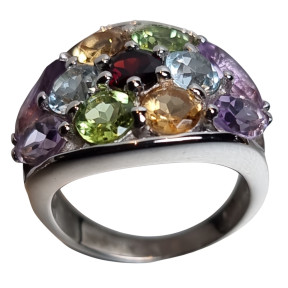 Bague Péridot Citrine Grenat Topaze bleue Améthyste Argent 925
