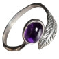 Bague Améthyste Feuille Argent 925 Taille 58