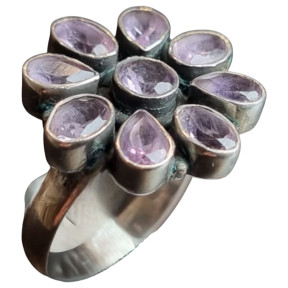 Bague Améthyste Fleur Argent 925 Taille 55