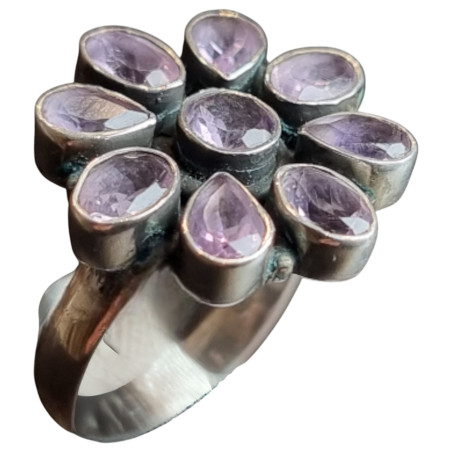 Bague Améthyste Fleur Argent 925 Taille 55