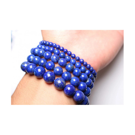 Bracelet Topaze Bleue Perles rondes 12mm