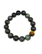 Bracelet Obsidienne Œil Céleste et Œil de Tigre Pierres Rondes 12mm