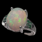 Bague Opale et Emeraude Argent 925 Taille 54