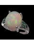 Bague Opale et Emeraude Argent 925 Taille 54
