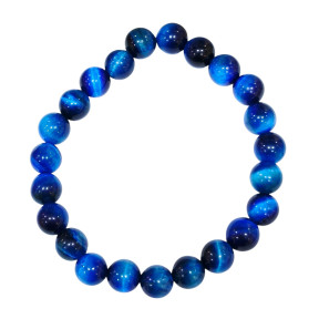 Bracelet Œil de Tigre Bleu Pierres Rondes 8mm