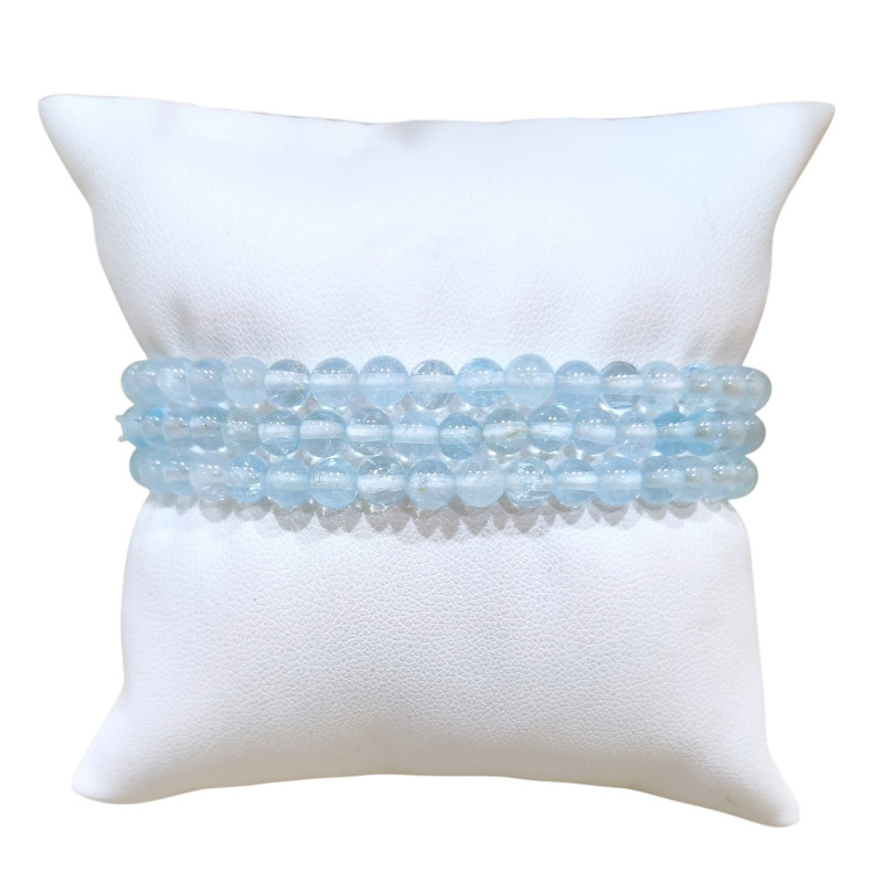 Bracelet Topaze Bleue A+ Pierres Rondes 5mm