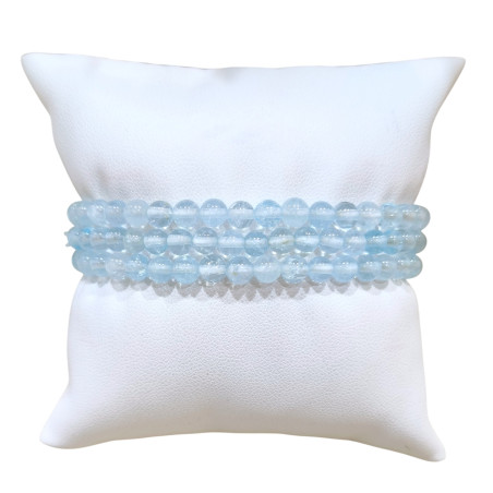 Bracelet Topaze Bleue A+ Pierres Rondes 5mm