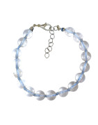 Bracelet Topaze Bleue Pierres Rondes avec Fermoir