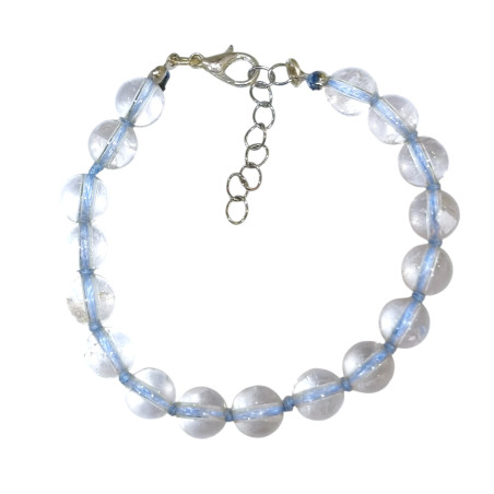 Bracelet Topaze Bleue Pierres Rondes avec Fermoir