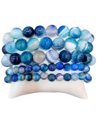 Bracelet Agate Bleue Pierres Rondes