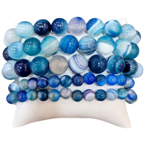 Bracelet Agate Bleue Pierres Rondes