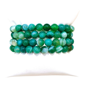 Bracelet Agate Verte Pierres Rondes 8mm