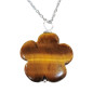 Pendentif Œil de Tigre Fleur avec Chaîne Acier Inox 44cm