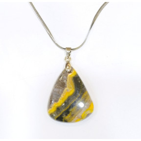 Pendentif Jaspe Bourdon avec Chaîne Acier Inox 44cm