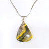 Pendentif Jaspe Bourdon avec Chaîne Acier Inox 44cm