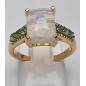 Bague Opale et Emeraude Argent 925 plaqué or Taille 55