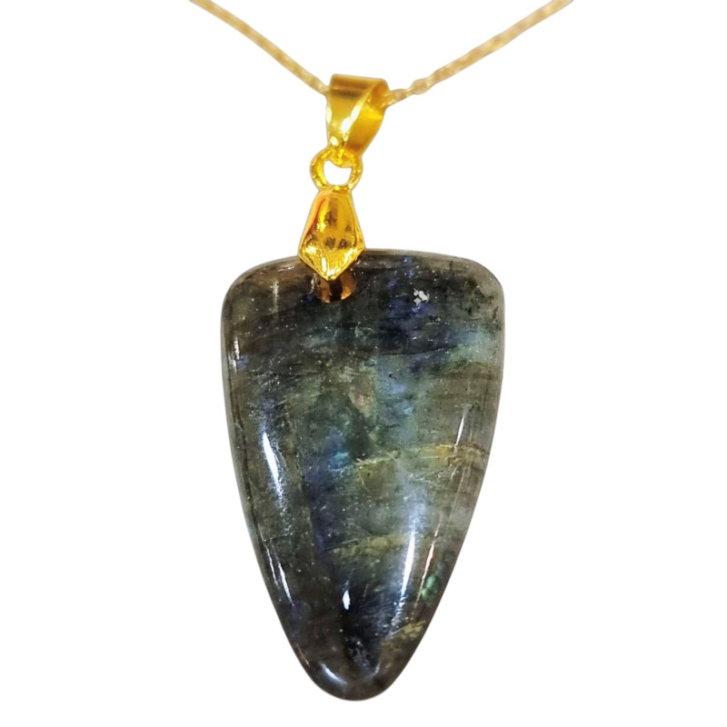 Pendentif Labradorite avec Chaîne Plaquée Or 44cm