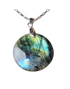 Pendentif Labradorite avec Chaîne Acier Inox 44cm