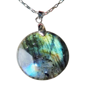 Pendentif Labradorite avec Chaîne Acier Inox 44cm