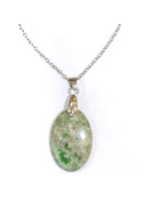 Pendentif Variscite avec Chaîne Acier Inox 44cm